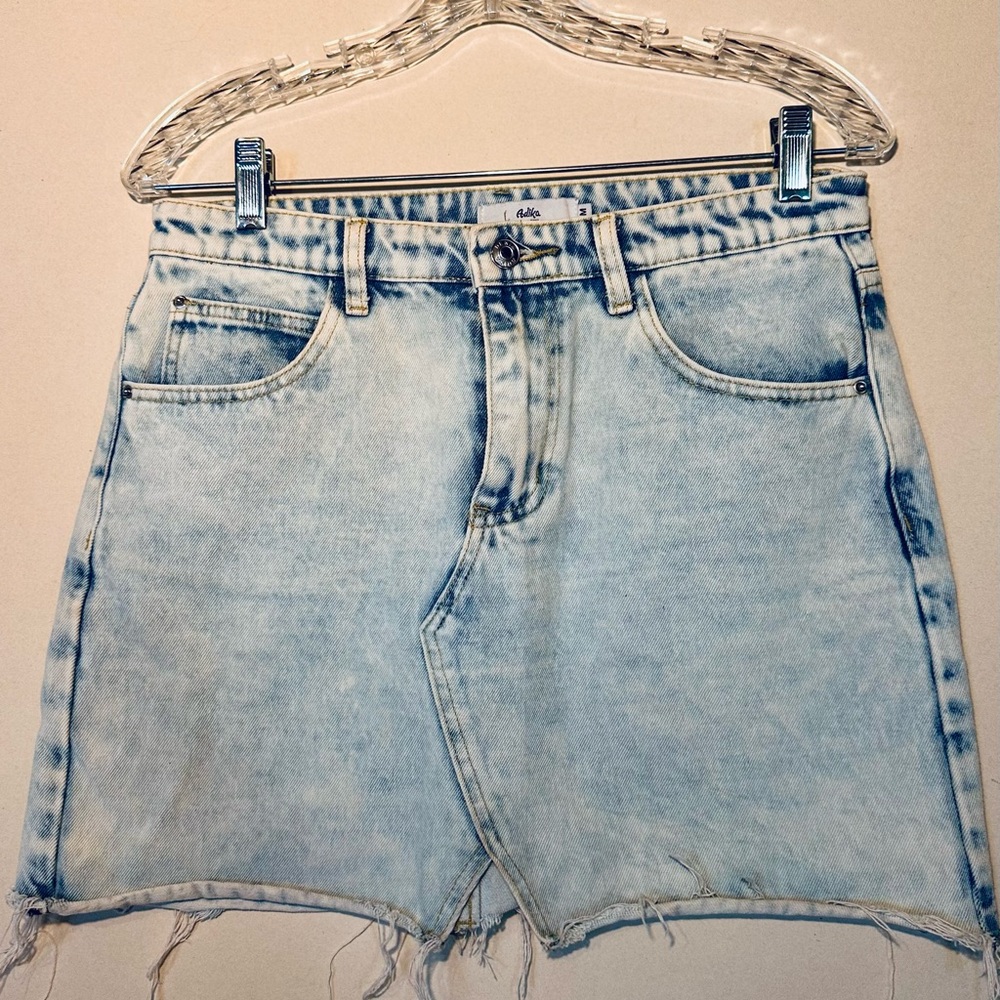 Denim Blue Women's Mini Skirt Size M Acid Wash by Adika